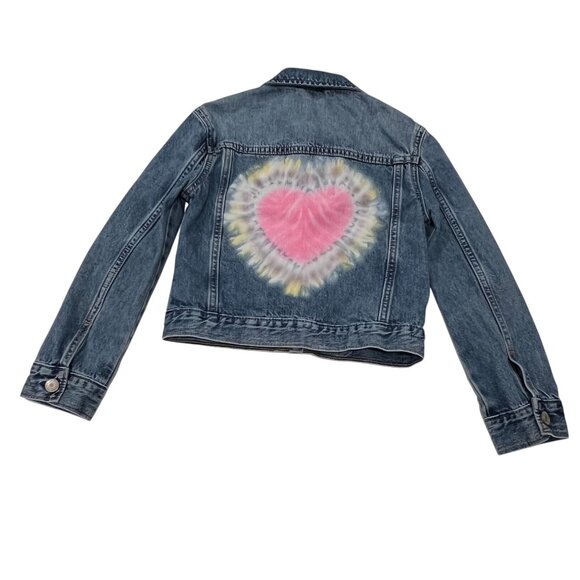 GAP Kids Tie Dye Heart Jean Jacket, Snaps, M, 8-9 yrs - Picture 2 of 8